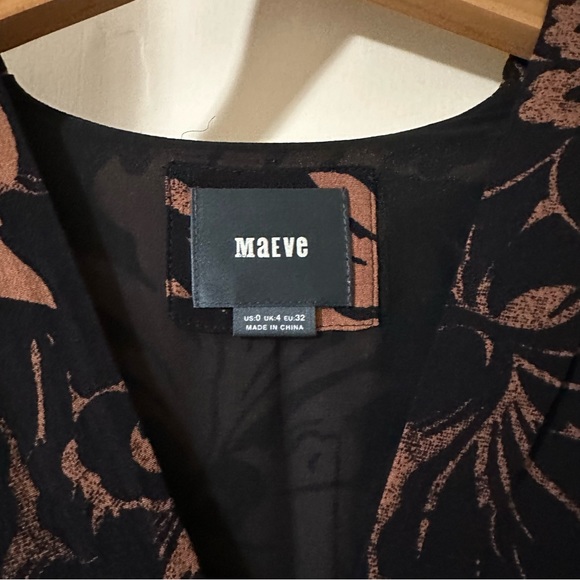 NEW Anthropologie Maeve Mirabilis Batwing Kimono Sleeve Knee Length Dress Brown - Picture 7 of 10